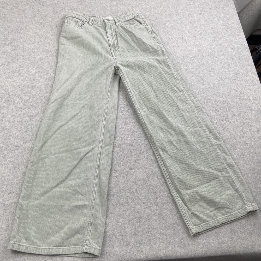 BDG High & Wide Leg Corduroy Pants Womens 28 Green Sage High Rise Relaxed 28x27